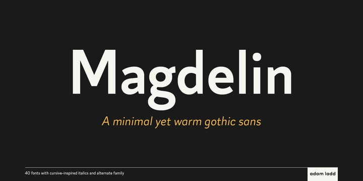 Ejemplo de fuente Magdelin Light Italic